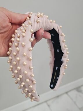 Lele Sadoughi Pink Pearl-Studded Padded Headband
